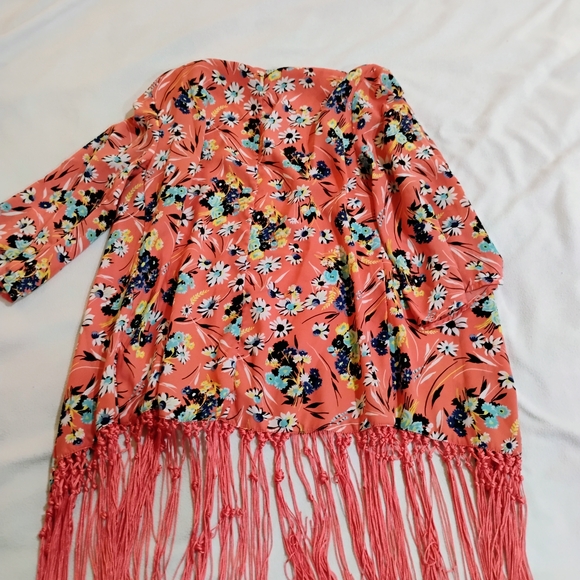 Nanette Lepore Floral Kimono Cardigan - Coral and Multicolor - Picture 7 of 10